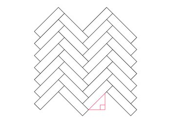 Line the first strip with the right triangle in a herringbone pattern.