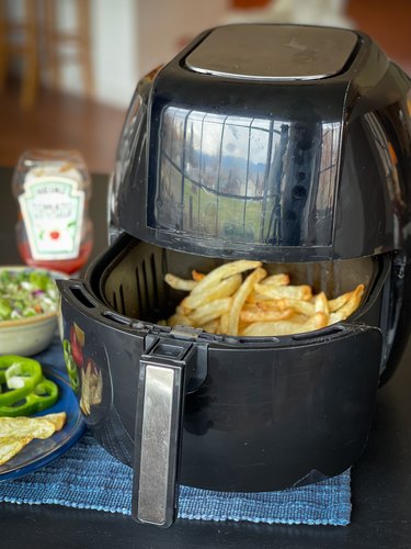 finished batch of fries in an air fryer