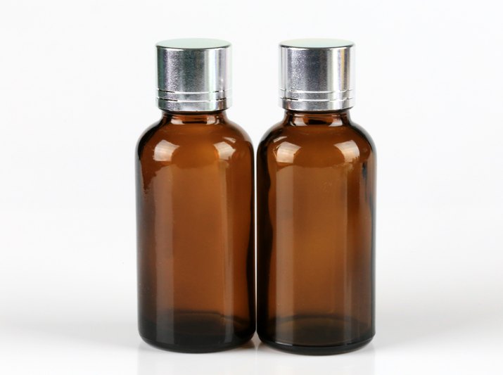Brown colored glass essential health oil bottles