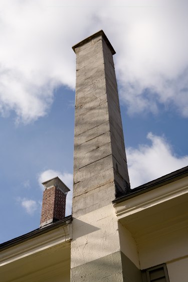 Chimneys on roof of house