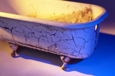 Dirty cast iron bathtub