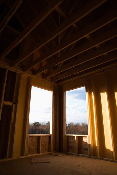 Windows of house under construction