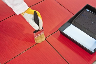 brush primer grout of red tiles resistant