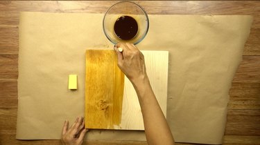Staining wood with instant coffee.