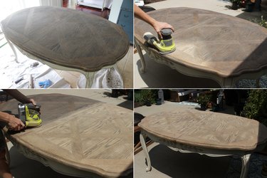 Sanding the table top