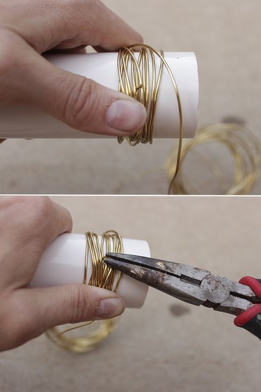 Wrapping wire 12 times and creating hook of wire end.