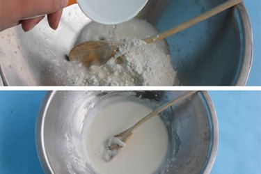 Mix flour and water together to create a smooth, thick paste.