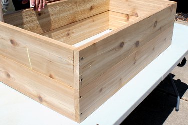 duplicate steps 1-4 to make a second cedar box and stack | how to make an elevated planter box